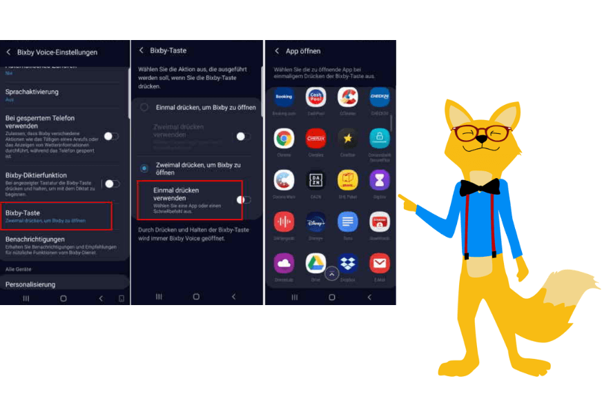 Der Vorgang um bei einem Samsung Handy die Bixby Taste neu zu belegen wird dargestellt